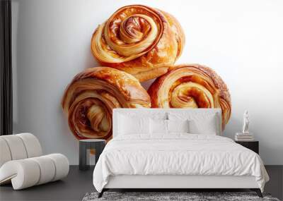 danish pastry concept,  top view. bakery produce isolated on white background. Wall mural