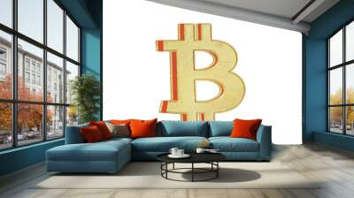 Volumetric crypto currency symbol bitcoin isolated on white background Wall mural