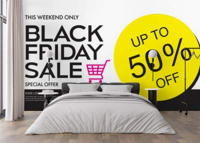 black friday sale banner layout design, vector ilustration Wall mural