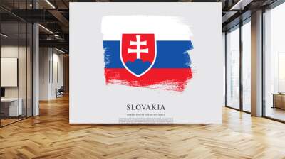 Flag of Slovakia, brush stroke background Wall mural