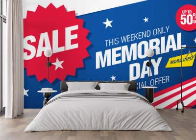 Memorial day sale banner template design Wall mural