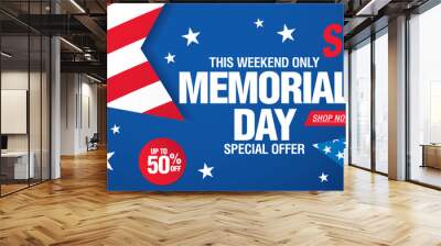 Memorial day sale banner template design Wall mural