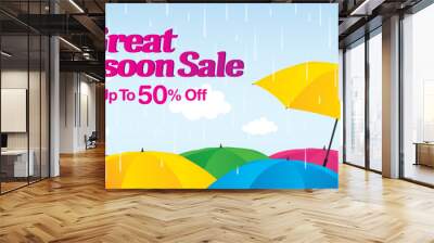 Monsoon sale banner template design Wall mural