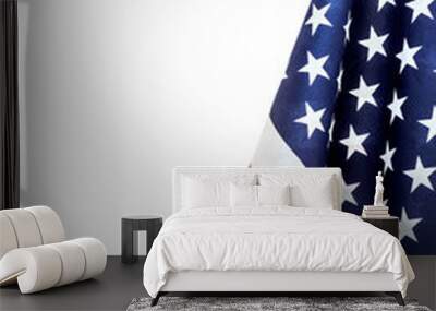 American flag isolated on white. Copy space. Wall mural