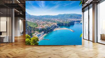 Aerial view of cliff coastline Sorrento and Gulf of Naples, Italy Wall mural