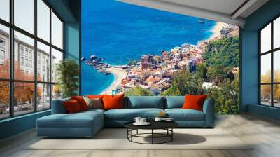 Aerial view of Giardini Naxos, comune in Messina on Sicily Island, Italy. Wall mural