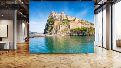 Aragonese Castle is most popular landmark in Tyrrhenian sea near Ischia island, Italy. Wall mural