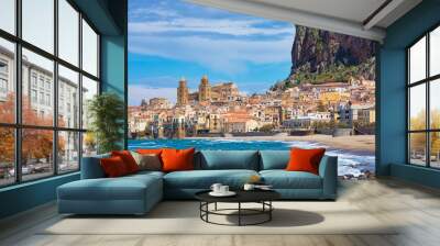 Cefalu is city in Italian Metropolitan City of Palermo located on Tyrrhenian coast of Sicily, Italy Wall mural