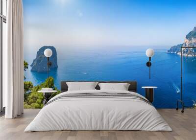 Panoramic collage with attractions of Capri Island, Italy Wall mural