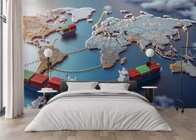 E-commerce World: Global Distribution Network. Concept Logistics, International Shipping, Supply Chain, Cross-border Operations, Global Marketplace Wall mural