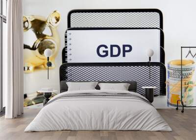 GDP, good distribution practice symbol. Business and GDP, good distribution practice concept. GDP in a notebook in a stand on a white background Wall mural