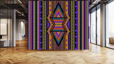  Folk ornament, national pattern, ethnic embroidery, ornamental texture, traditional geometric motives of the tribes of the African continent. Wall mural