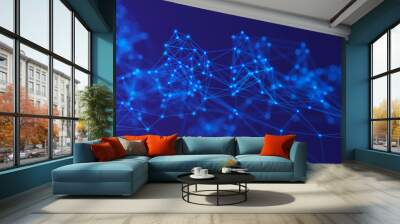 Abstract digital connection dots. Technology background. Network connection structure. Plexus effect. 3d rendering Wall mural