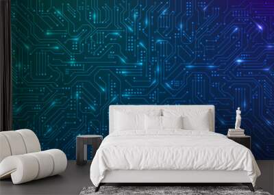 Abstract futuristic circuit board. High computer technology blue color background. Hi-tech digital technology concept. Vector illustration Wall mural