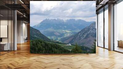 Alpe Lusia, Dolomites, Alps, Italy. Beautiful Mountain View. Summer mountain landscape in val di Fassa, Italian dolomites. Wall mural