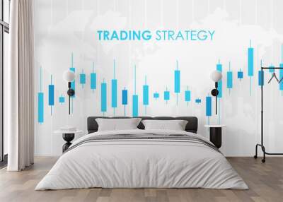 Candlestick. Trading graphic. Stock market graph. Financial chart. Investment in forex indicators. Abstract background. Flat style vector illustration. Wall mural