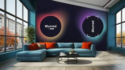 Circle banner with gradient isolated on black background. Vector set. Fluid vivid gradients for banners, brochures, covers. Abstract liquid shapes. Colorful bright neon template. Dynamic soft color. Wall mural