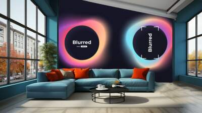 Circle banner with gradient isolated on black background. Vector set. Fluid vivid gradients for banners, brochures, covers. Abstract liquid shapes. Colorful bright neon template. Dynamic soft color. Wall mural