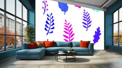 colorful leaves for design. set of elements. Wall mural