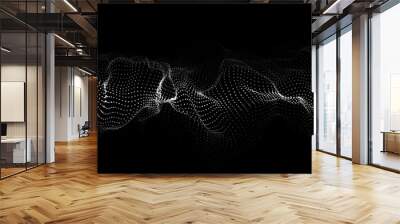 Digital dynamic wave of particles. Vector abstract black futuristic background. Big data visualization. Wall mural