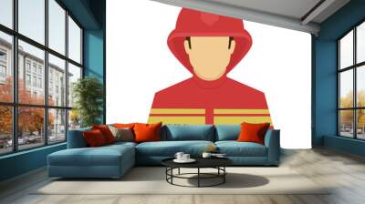 Fireman avatar icon. Profession logo. Male character. A man in professional clothes. People specialists. Flat simple vector illustration. Wall mural