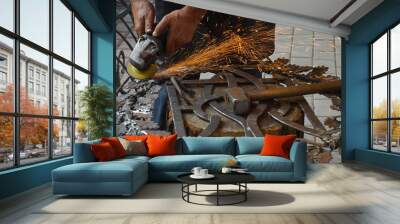 Grinding forged products. Wall mural