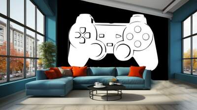 joystick white on black background Wall mural