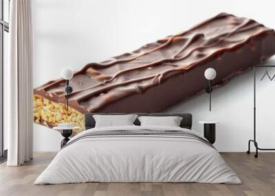 One peanut butter chocolate bar isolated on white Wall mural