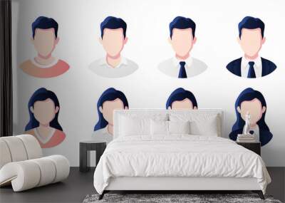 People avatars set. Businessman, office worker in suit. Profile picture icons. Male and female faces. Cute cartoon modern simple design. Beautiful colorful template. Flat style vector illustration. Wall mural