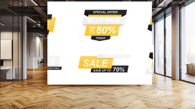 Sale banners template set. Speech bubble. Abstract concept. Simple modern design. Black and yellow colors. Special offer, black friday. Flat style vector illustration. Wall mural