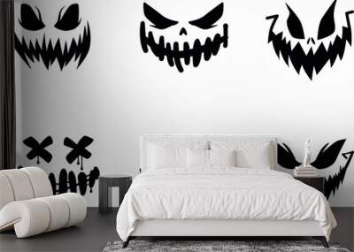 scary and funny faces of halloween pumpkin or ghost . vector collection. Wall mural