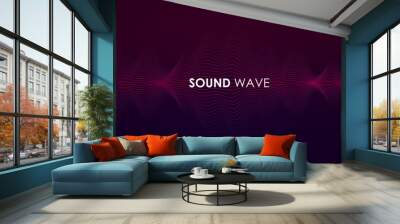 Sound wave. Digital music equalizer. Beautiful abstract minimal background. Simple modern style. Blue neon color. Pulse line. Volume. Flat style vector illustration. Wall mural