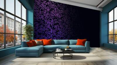 stream of binary code. blue matrix background. falling dots texture on dark backdrop. digital comput Wall mural