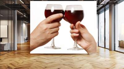 glasses of wine in a female and a male hand Wall mural