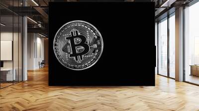 bitcoin coin on black background Wall mural