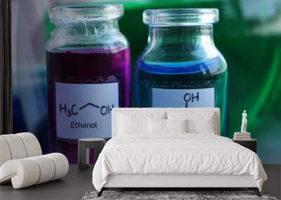 Ethyl and isopropyl alcohols, colored in purple and blue colors. They are used as solvents. Wall mural