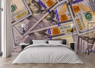 Background of one hundred dollar banknotes Wall mural