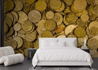 Heap of the ukrainian coins for background Wall mural