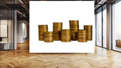 Stacks of the coins isolated on a white background Wall mural