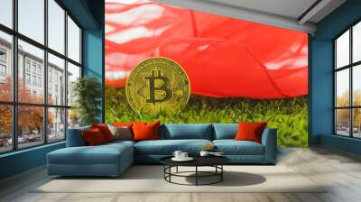 Bitcoin Cryptocurrency Digital Bit Coin BTC Currency Technology Business Internet Concept. Wall mural