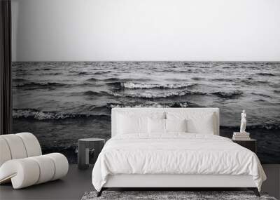 waves in the sea black and white photo Wall mural