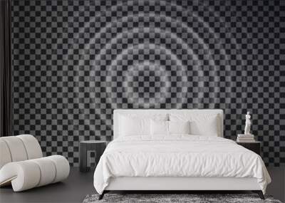 Ripple effect top view. Transparent Water drop rings. Circle sound wave isolated on checkered backgr Wall mural