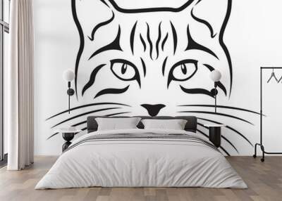 Cat on white background Wall mural