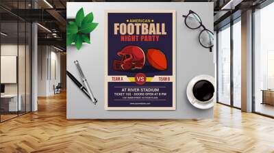 american football night party flyer template vector Wall mural