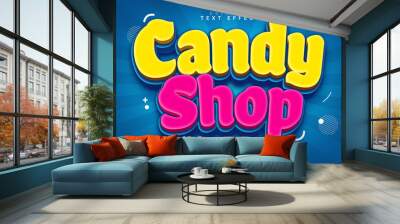 candy shop cartoon 3d style text effect Wall mural