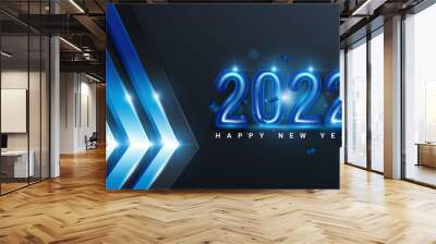 modern blue happy new year 2022 background design vector illustration Wall mural