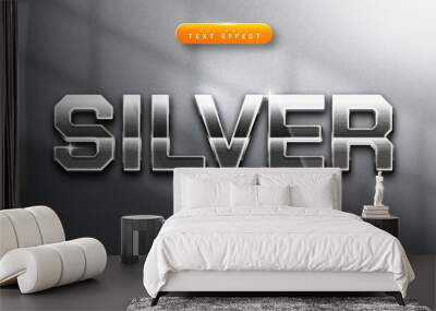 silver 3d style text effect Wall mural