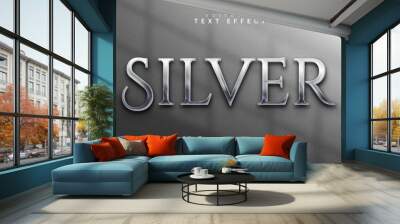 silver text effect, for logo mock up Wall mural