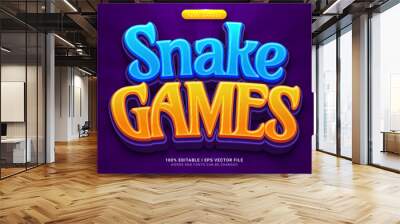 snake games cartoon 3d style text effect Wall mural