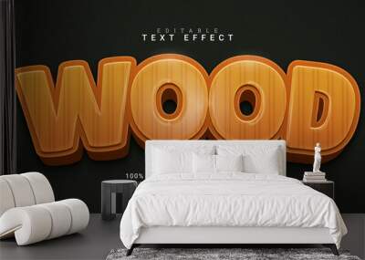 wood 3d style text effect Wall mural